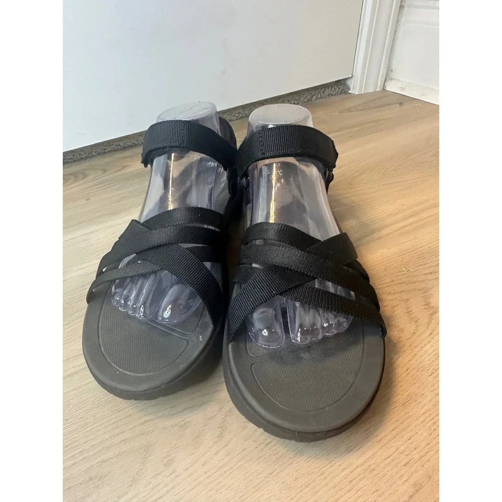 Teva Sanborn Universal Black Strappy Athletic Hiking Sandals Women 10 1015161